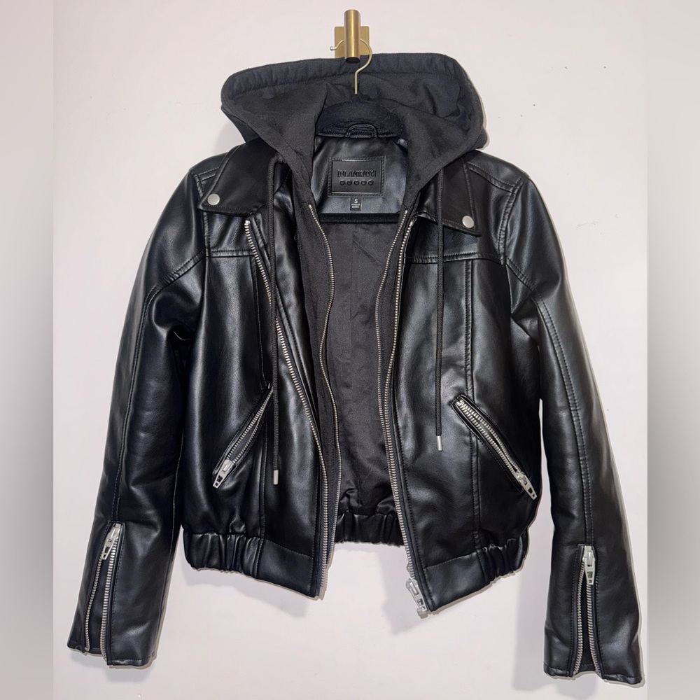 Blank NYC Leather Jacket with Hoodie
